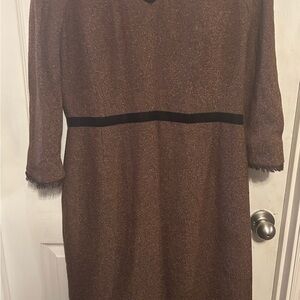 Liz Claiborne Elegant Brown Dress with Black Accent